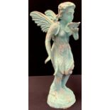 A cast iron garden ornament as a fairy, 50cm high