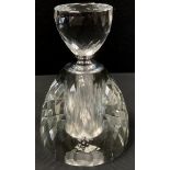 A large round facet crystal glass scent bottle, 22cm tall