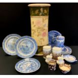 A 19th century willow pattern blue and white plate; others; Spode's Italian bowls' Royal Worcester