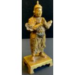 A modern Gilt bronzed Chinese warrior figure standing on plinth,23cm high