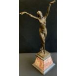 After Demétre Chiparus, a reproduction art deco style bronze figure ‘Egyptian dancer’, rouge