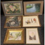 Pictures and prints - Seija Wentworth, Rose Compassion, signed, pastel, 37cm x 53cm; C J Asheton-