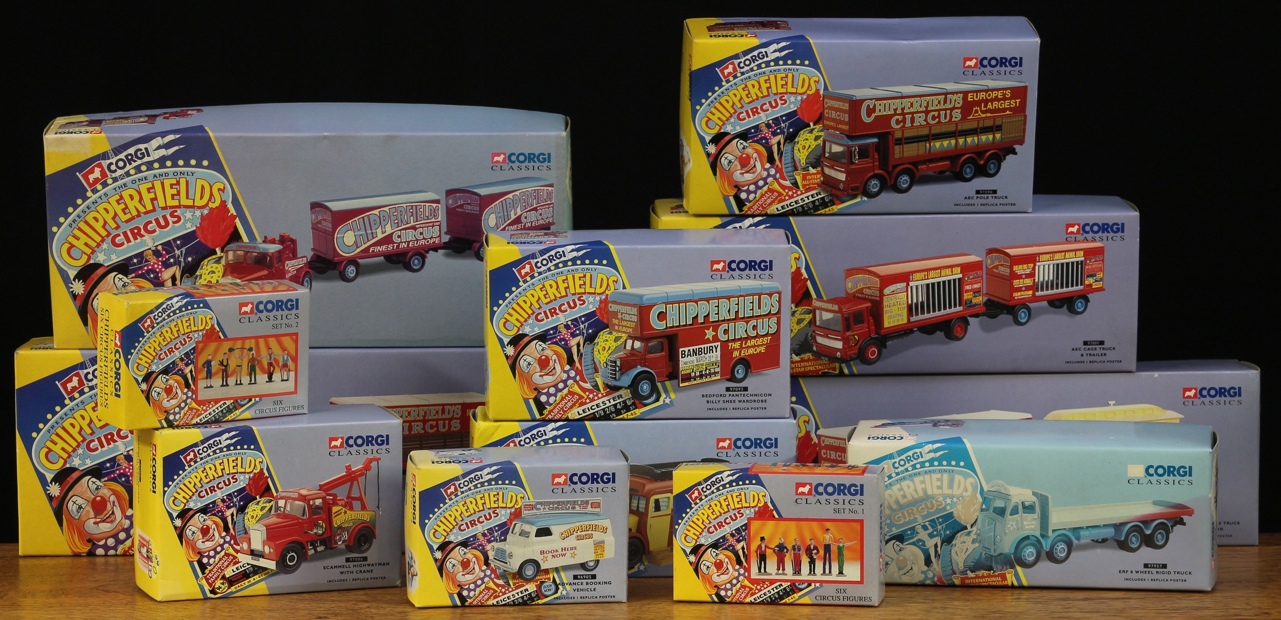 Corgi Classics, Chipperfield Circus 1:50 scale models, comprising 97022 AEC Regal living quarters,