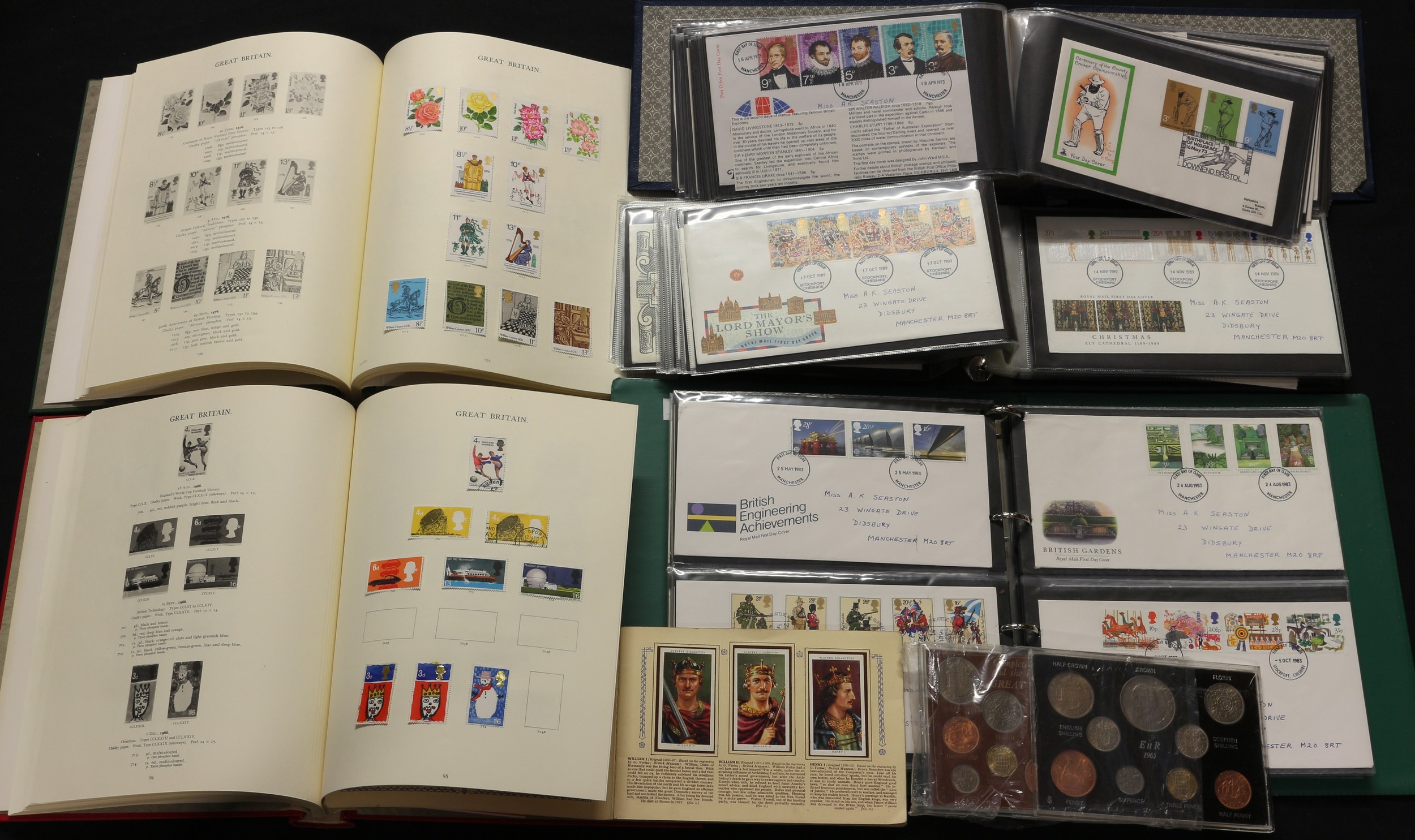 Stamps - a box of material including two Windsor albums, QV Jubilee MM, etc, plus three FDC