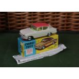 Corgi Toys 234 Ford Consul Classic, cream body with pink roof, lemon yellow interior, spun hubs,