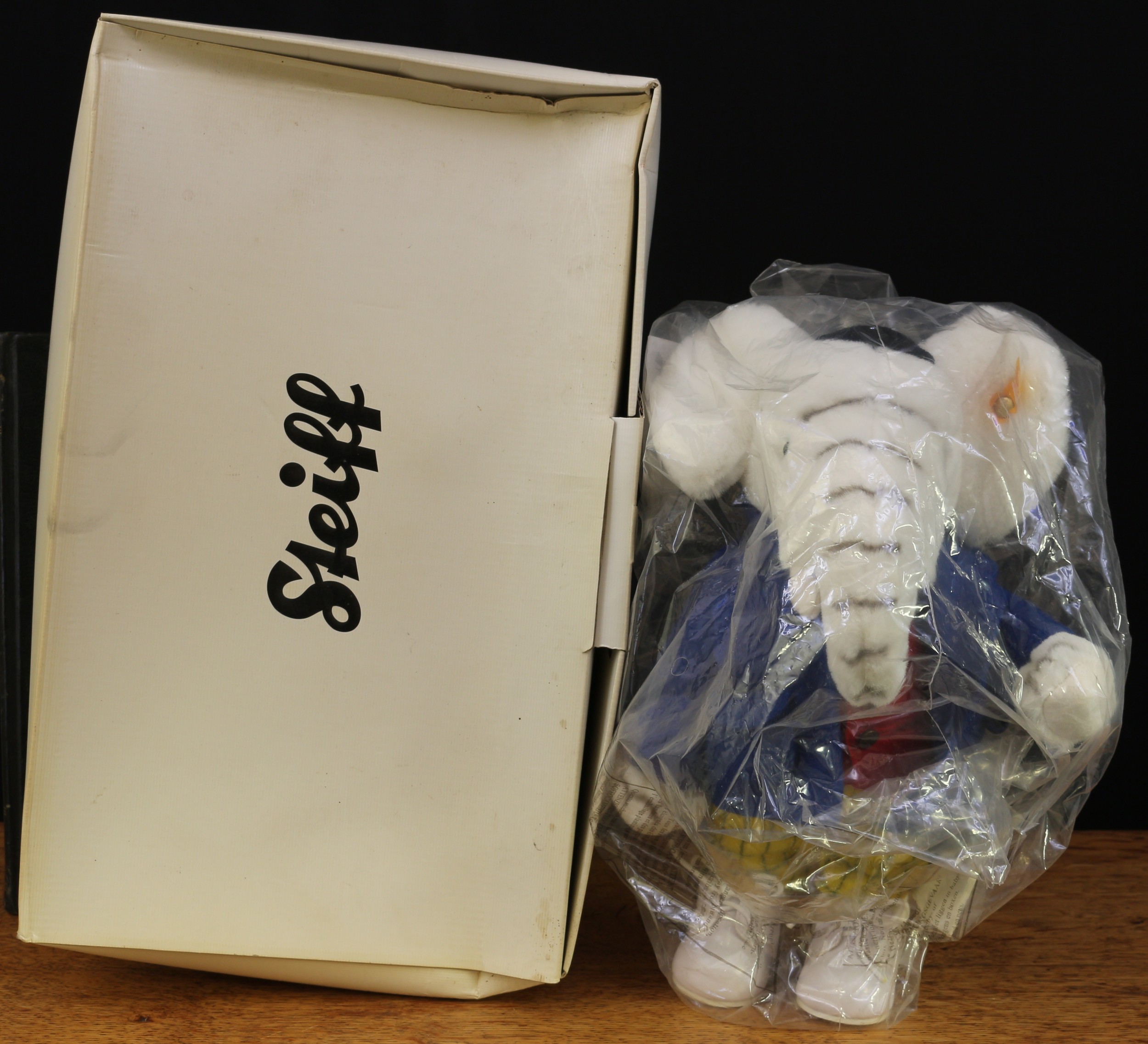 Steiff (Germany) EAN 653612 Edward Trunk Elephant from Rupert the Bear, trademark 'Steiff' button to