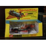 Corgi Toys 266 Chitty Chitty Bang Bang car, chrome body with decals and retractable red and orange