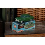 Corgi Toys 200M Ford Consul saloon with windows, dark green body, flat spun hubs, boxed