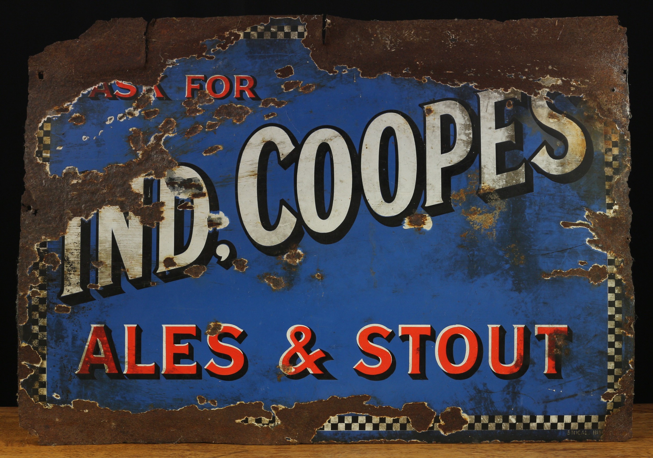 Advertising, Breweriana - a rectangular shaped single sided enamel sign, red and white lettering