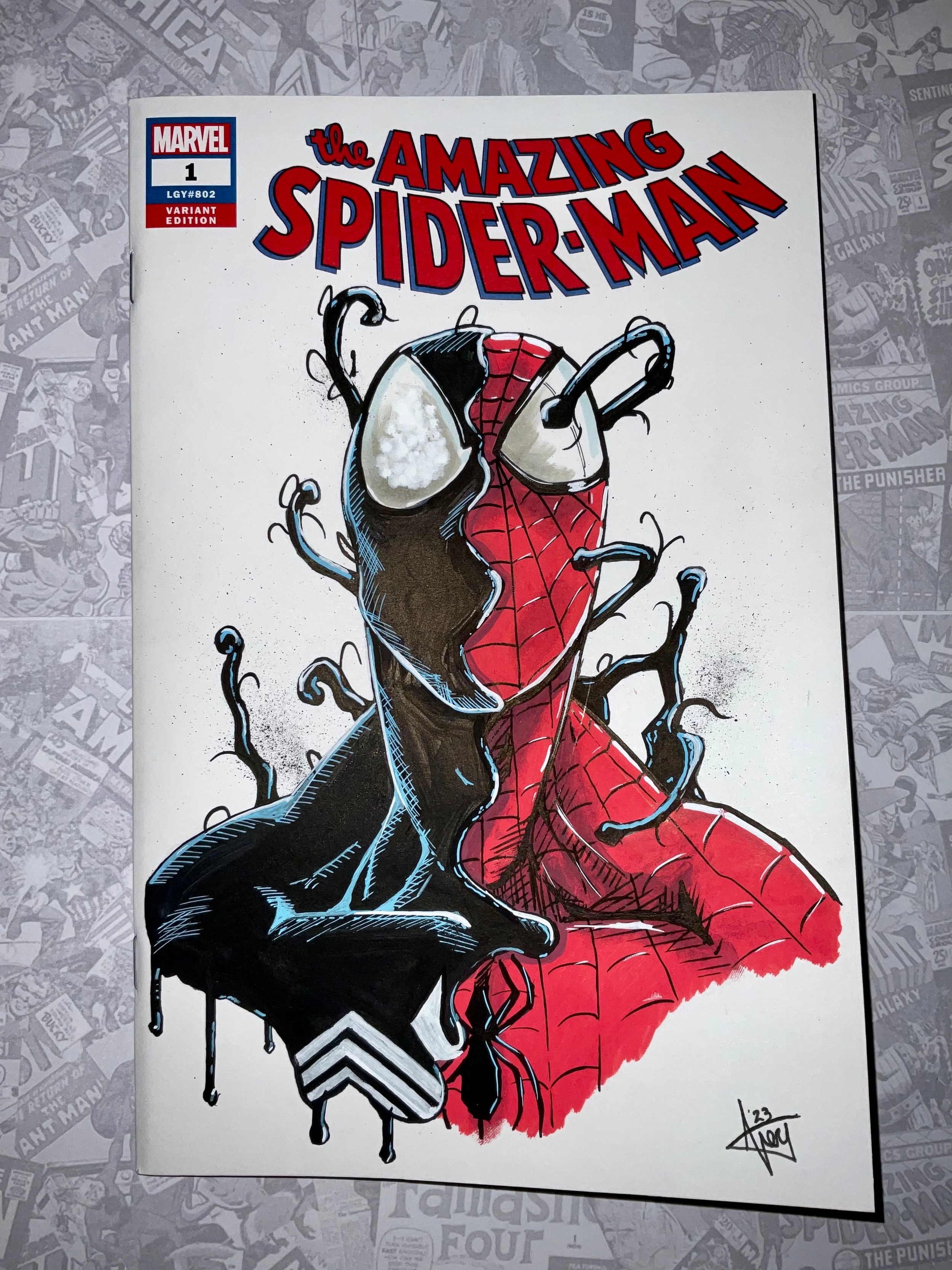 Comic Book art. The Amazing Spider-Man #1 (July 2018) Marvel Comics Blank Variant. Original sketch