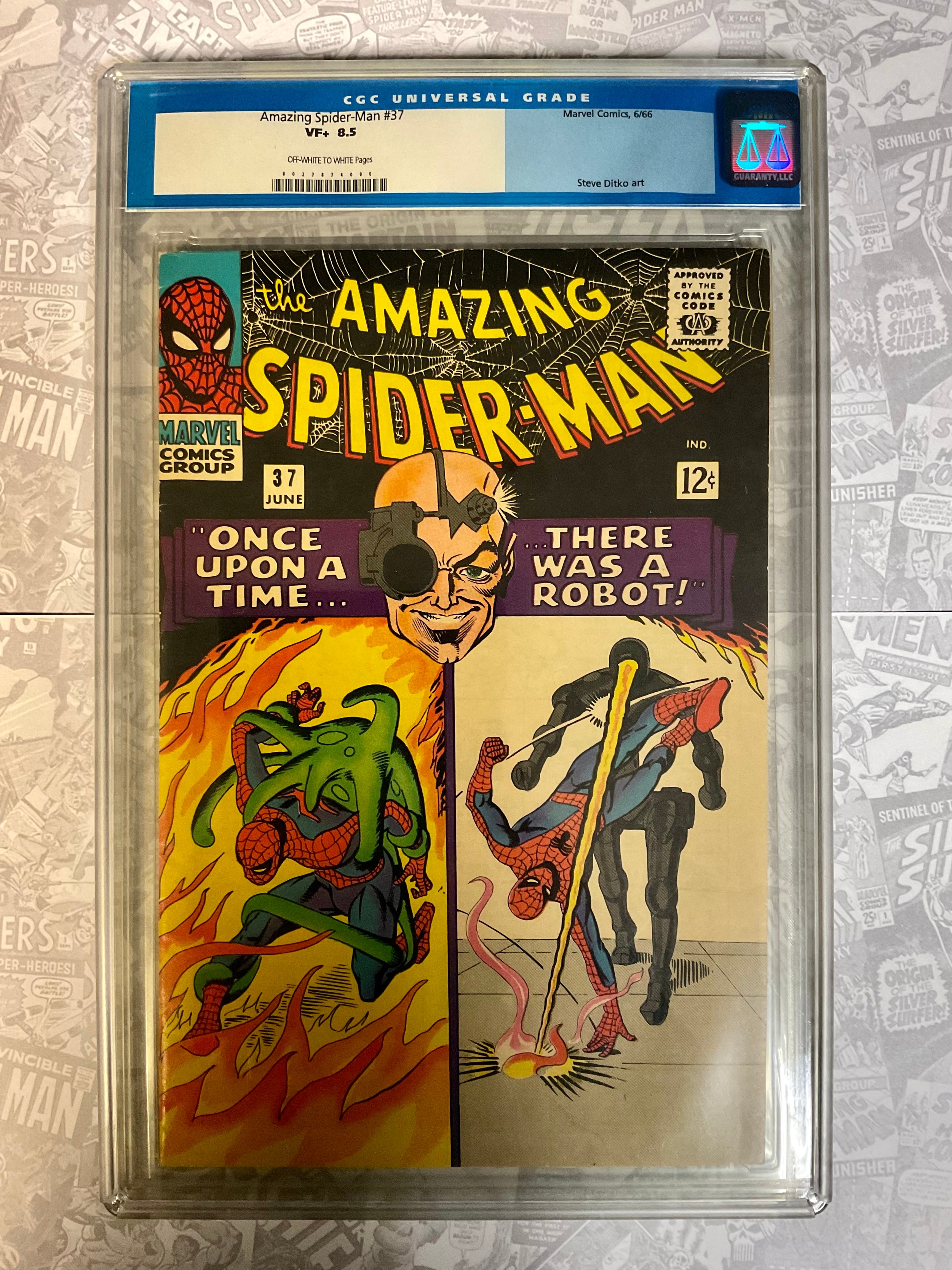 The Amazing Spider-Man #37 (1966) CGC Graded 8.5 VF+. 1st appearance of Norman Osbourne. Steve Ditko