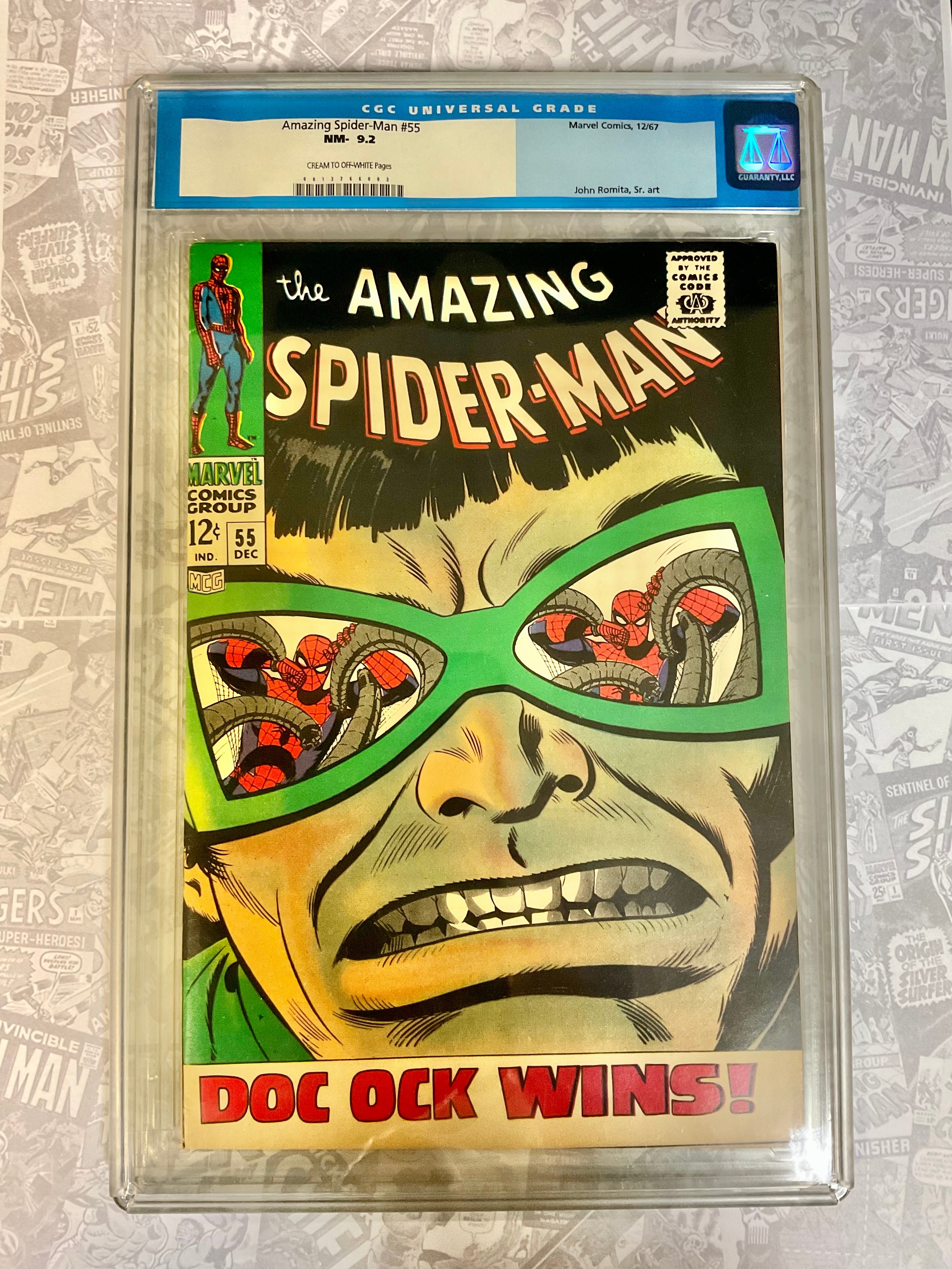 The Amazing Spider-Man #55 (1967). CGC Graded 9.2 NM-. John Romita Snr Artwork. Silver age Marvel