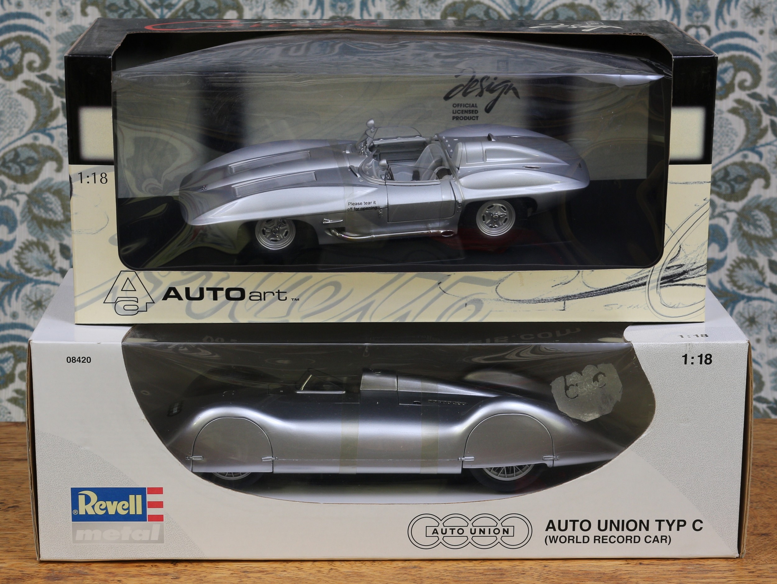 A Revell 1:18 scale No.08420 Auto Union type C World Record car, window boxed and an Autoart 1:18