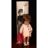 A Götz Sasha Morgenthaler 01 42004 Elke brunette doll, wearing a white shirt with pink jacket,