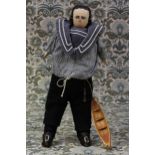 Folk Art, Maritime Interest - a carved and painted wooden doll, as a Sailor, the carved and