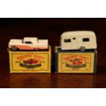 Matchbox 1-75 series issue models, comprising 23b Berkeley Cavalier caravan, pale blue body with 'ON