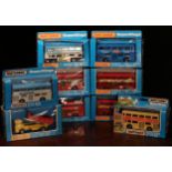 Matchbox Superkings models, comprising various different examples of the K-15 bus, each window boxed