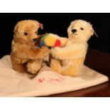 Steiff (Germany) EAN 671517 pair of teddy bears with ball (Deutschland 2003), each with trademark '