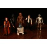 Star Wars 3¾ loose action figures, comprising Chewbacca, Han Solo with Rebel Blaster gun, R2-D2, C-