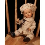 A Gebrüder Heubach (Germany) bisque head and painted composition bodied character doll, the bisque