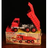 Dinky Supertoys 959 Foden dump truck with bulldozer blade, red cab with painted seated driver figure