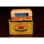 Matchbox 1-75 series issue 74a mobile canteen, pinkish cream body with light blue base, '