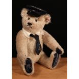 Steiff (Germany) EAN 661662 Captain Concorde teddy bear, trademark 'Steiff' button to ear with red