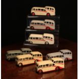 A collection of unboxed Dinky Toys 280 observation coaches, various body colours and flash colours/
