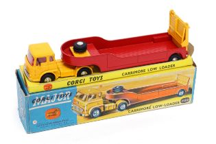 Corgi Major Toys 1132 "Carrimore" low-loader, deep yellow cab, dark red low loader with deep
