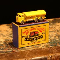 Matchbox '1-75' series diecast model 11a E.R.F. road tanker, yellow cab and body, silver grille,