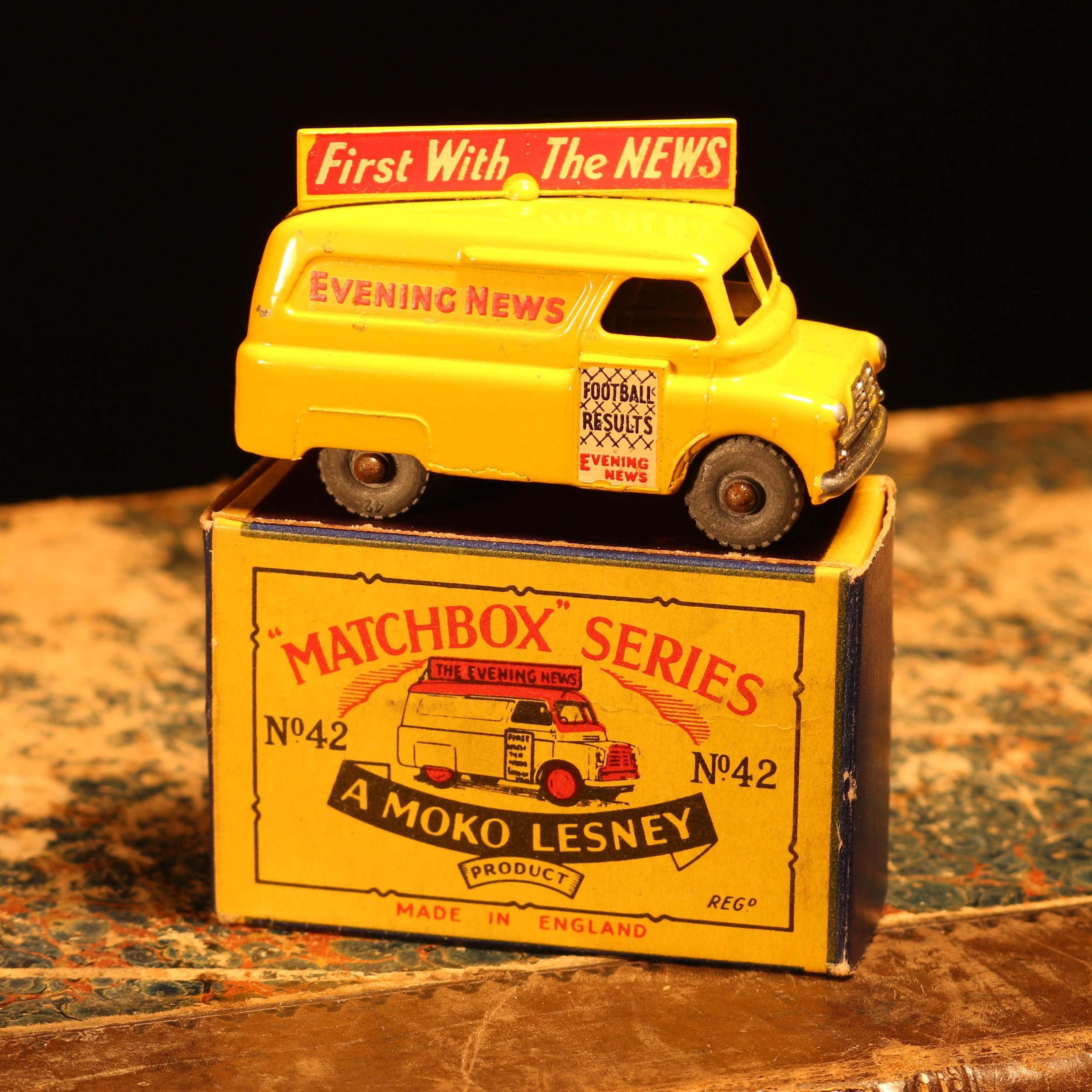 Matchbox '1-75' series diecast model 42a Evening News van, yellow body with decals, unpainted