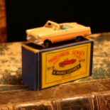 Matchbox '1-75' series diecast model 39a Ford Zodiac convertible, salmon pink body, sea green