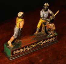 Americana, Sporting Interest - a late 19th century painted cast iron novelty mechanical money box or