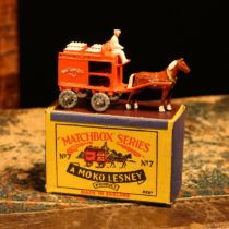 Matchbox '1-75' series diecast model 7a Horse drawn milk float, orange body with raised lettering to