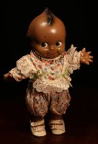 A 1920's/1930's Cameo Rose O'Neill painted composition novelty 'Kewpie' doll, the composition head