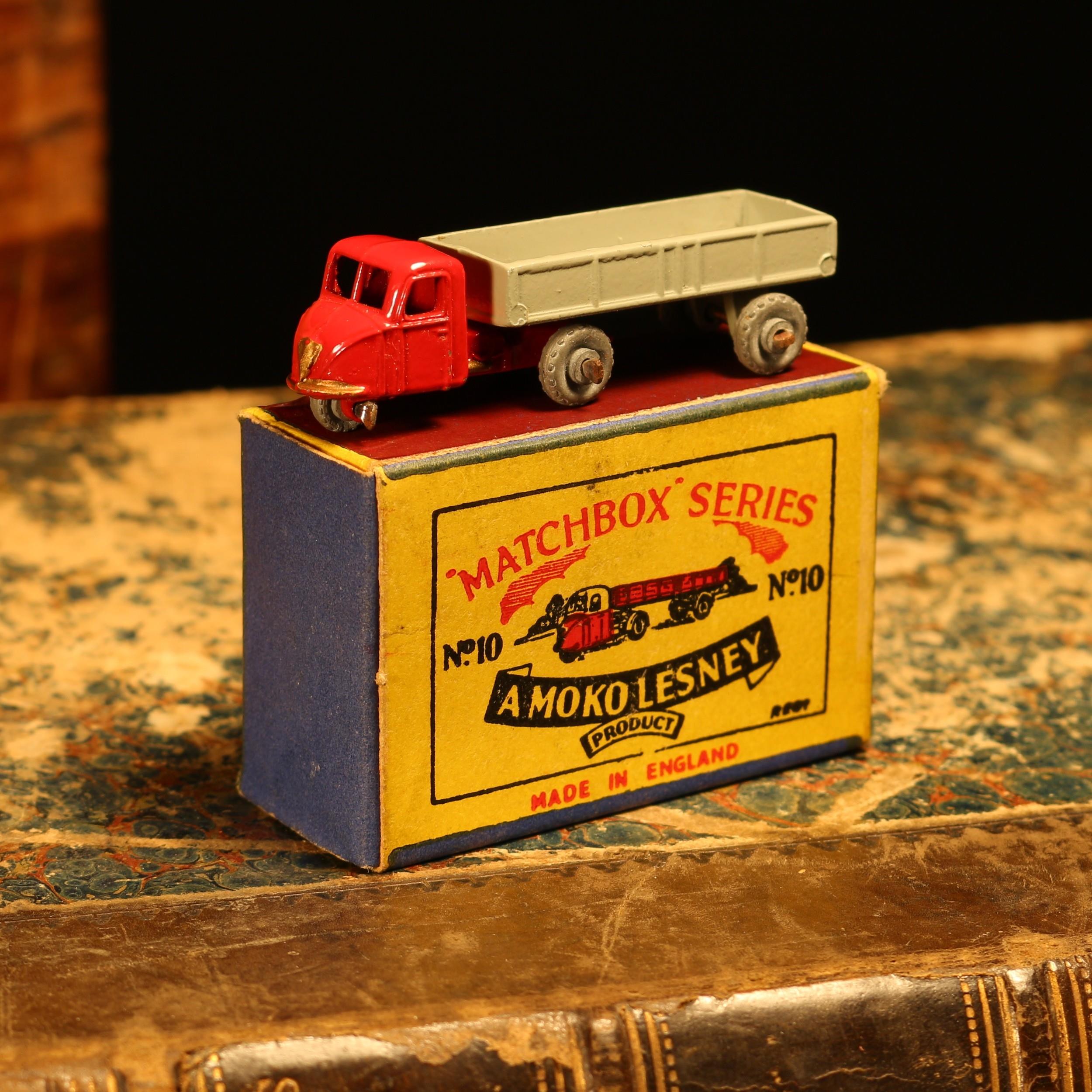 Matchbox '1-75' series diecast model 10a Scammell mechanical Horse, red cab with gold trim, grey