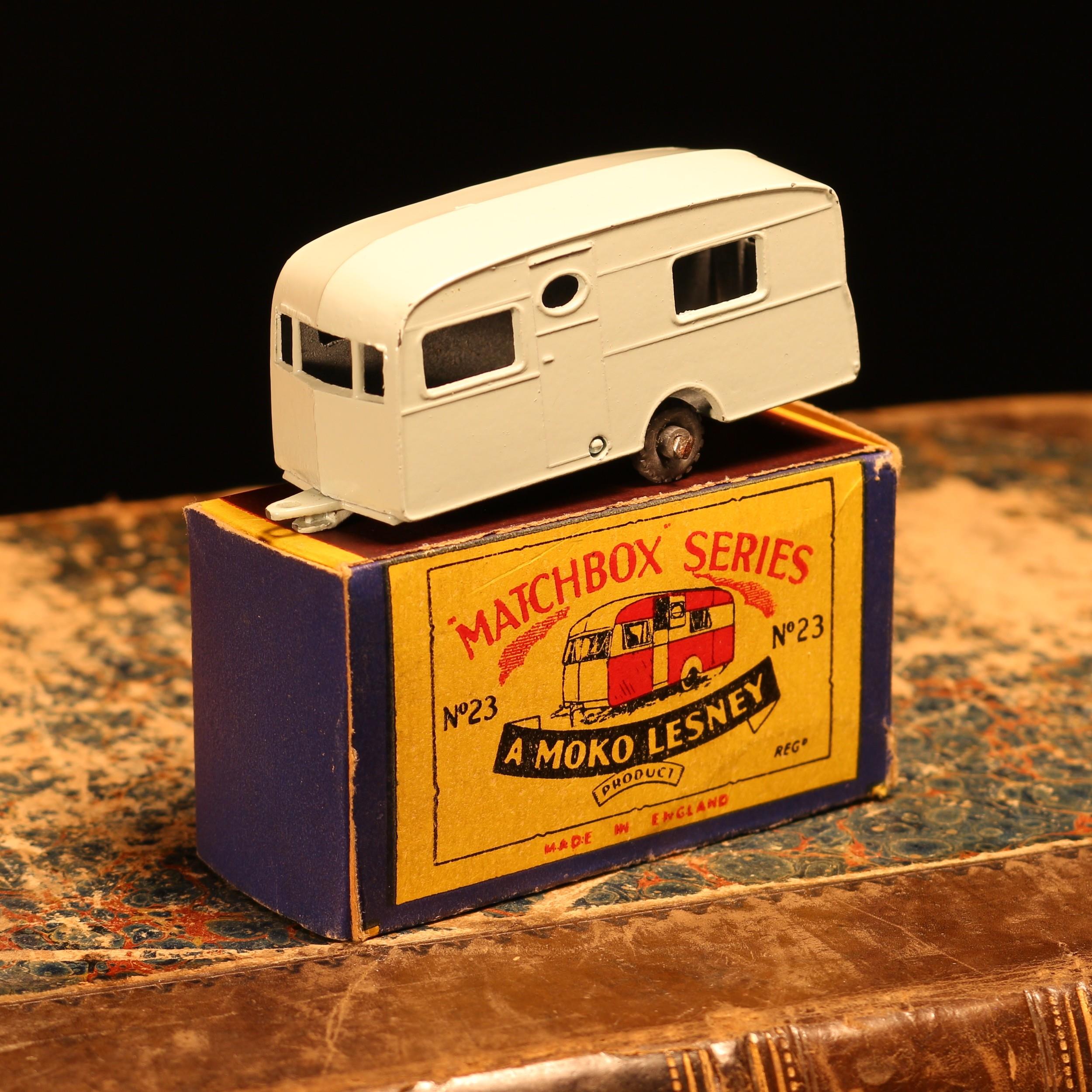 Matchbox '1-75' series diecast model 23b Berkeley Cavalier caravan, pale blue body with 'ON TOW