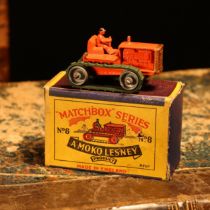 Matchbox '1-75' series diecast model 8a Caterpillar tractor, orange body with seated orange driver