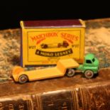 Matchbox '1-75' series diecast model 27a Bedford low loader, pale green cab, tan low loader,