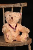 Steiff (Germany) EAN 664984 Queen Elizabeth II 90th Birthday teddy bear, trademark 'Steiff' button