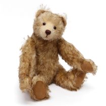 Artist teddy bear - a Charnwood Bears blonde and brown tipped mohair teddy bear, 43.5cm high with