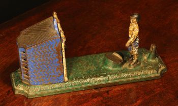 Sporting Interest - a late 19th century painted cast iron novelty mechanical money box or bank,