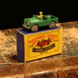 Matchbox '1-75' series diecast model 12a Land Rover, green body, tan painted seated driver figure,