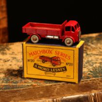 Matchbox '1-75' series diecast model 20a E.R.F. stake truck, maroon cab and body with silver grille,