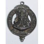 The English Civil War - a Historicist supporter's badge, cast with a bust length portrait of King