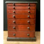 A Victorian stained pine collector's specimen chest, rectangular top above seven graduated