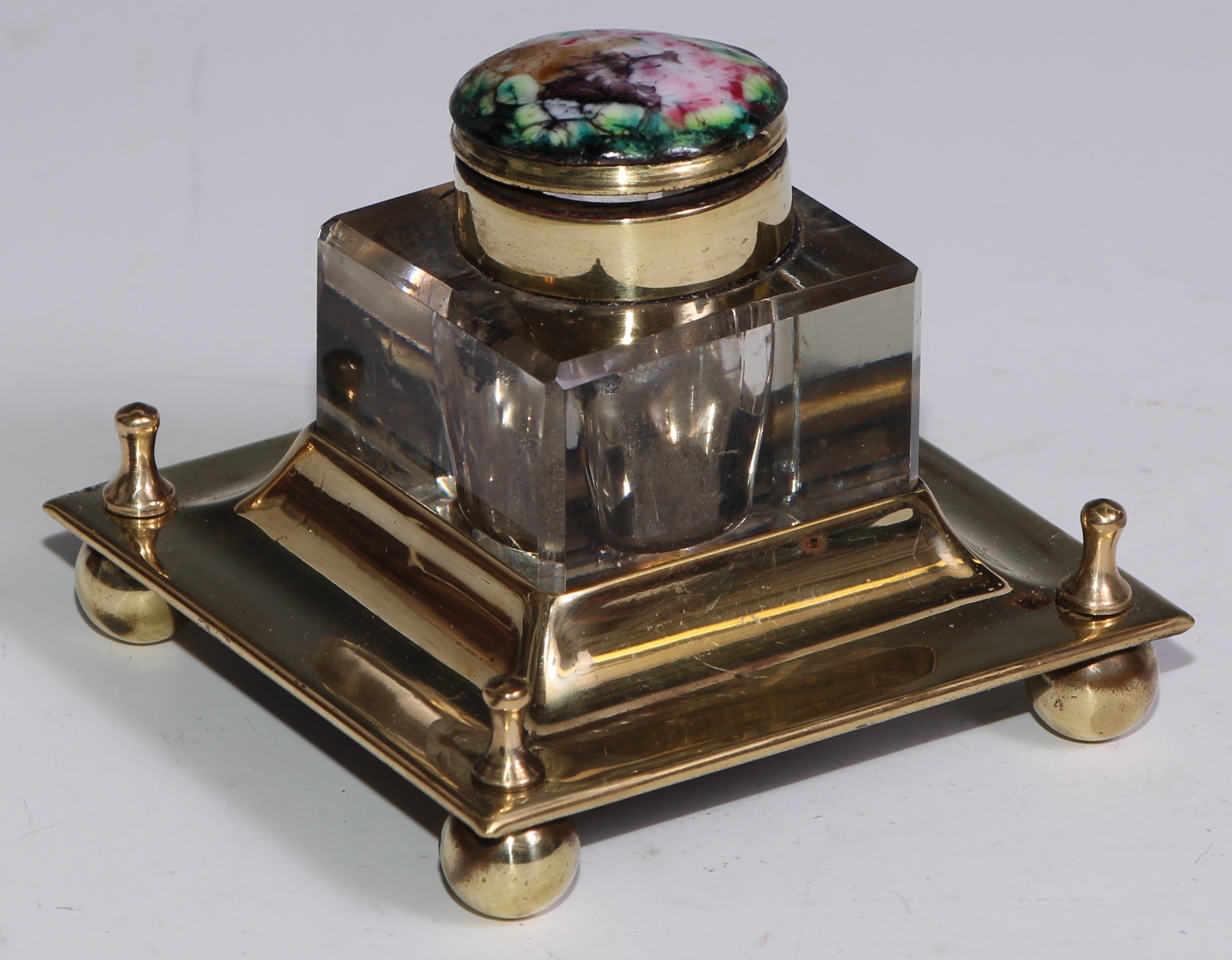 A late 19th century gilt metal basket-form bijouterie casket, ball feet, 8.5cm wide, c.1900; and - Image 4 of 5