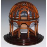 A Grand Tour style hardwood architectural model, of a demi-dome enclosing a staircase, 41.5cm