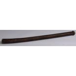 Tribal Art - a Fijian bowai club, the grip carved with geometric bands, domed pommel, 76.5cm long,