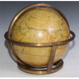 A brass terrestrial globe, after gores by Giovanni Domenico Cassini published Rome 1790, 40cm diam